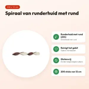 Trixie Spiral kauwsnack rund met rund 12 cm – glutenvrij, 200 stuks – voordelen