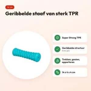 Trixie staaf Super Strong TPR petrol 14 x 4 x 4 cm – hondenspeeltje – voordelen
