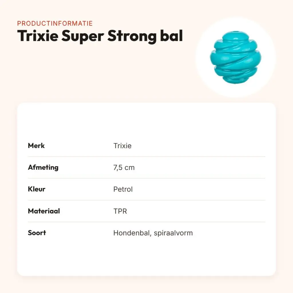 Trixie Super Strong bal TPR petrol 7,5 cm – spiraalvorm voor honden – productinformatie