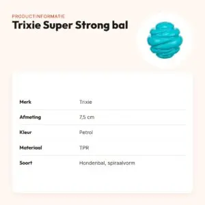 Trixie Super Strong bal TPR petrol 7,5 cm – spiraalvorm voor honden – productinformatie
