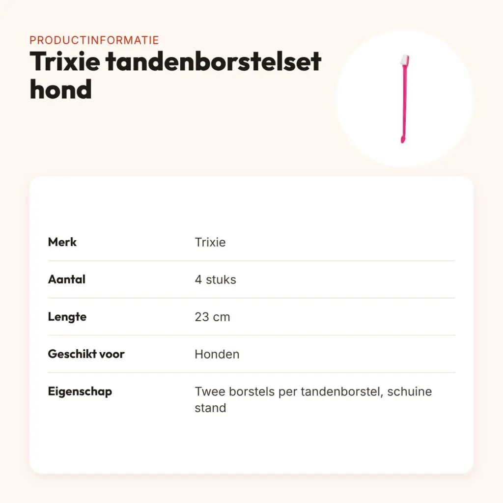 Trixie tandenborstelset hond 4 stuks 23 cm – schuine borstels – productinformatie