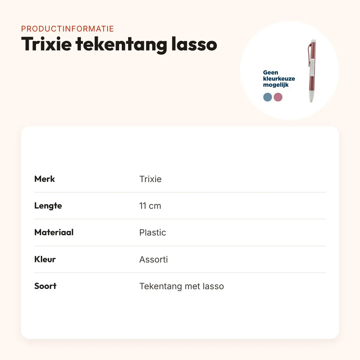Trixie tekentang lasso 11 cm – plastic, assorti kleur – productinformatie