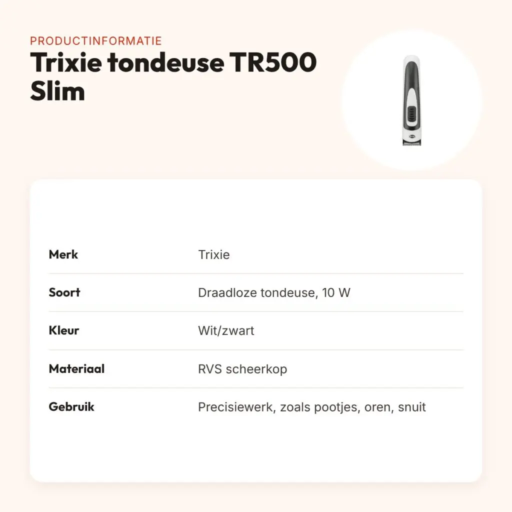 Trixie tondeuse TR500 Slim draadloos 10 W – wit/zwart – productinformatie