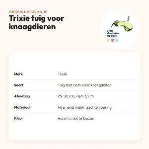 Trixie tuig voor knaagdieren met riem assorti 25-32 cm x 1,2 m – productinformatie