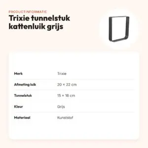 Trixie tunnelstuk voor 4-weg kattenluik grijs 20 x 22 cm – productinformatie