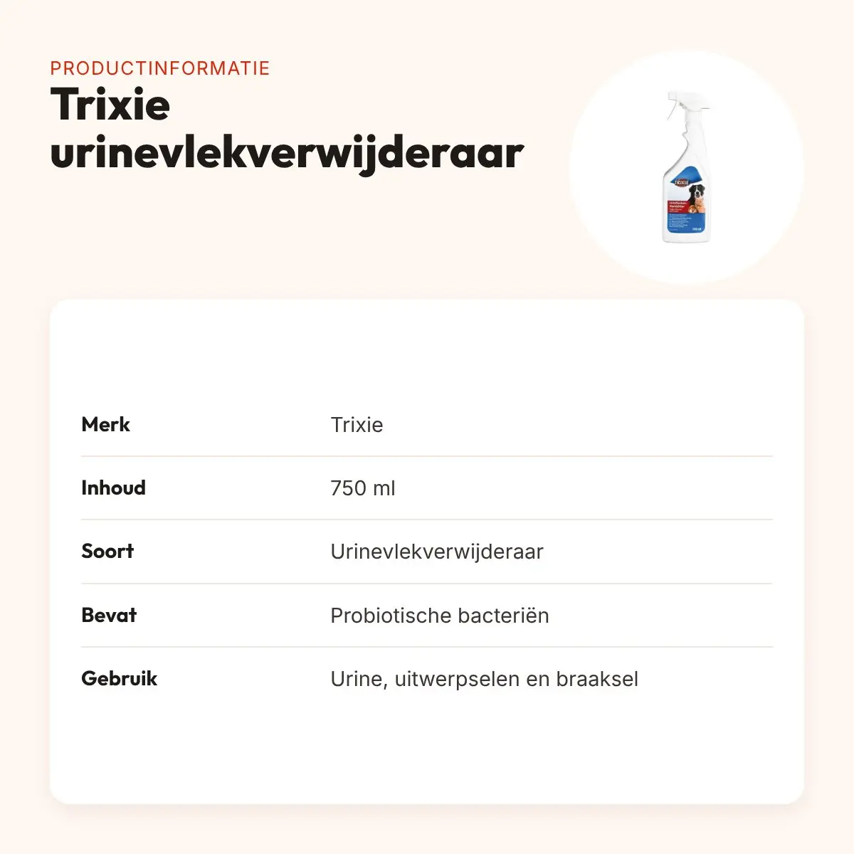 Trixie urinevlekverwijderaar 750 ml – voor urine, uitwerpselen en braaksel – productinformatie