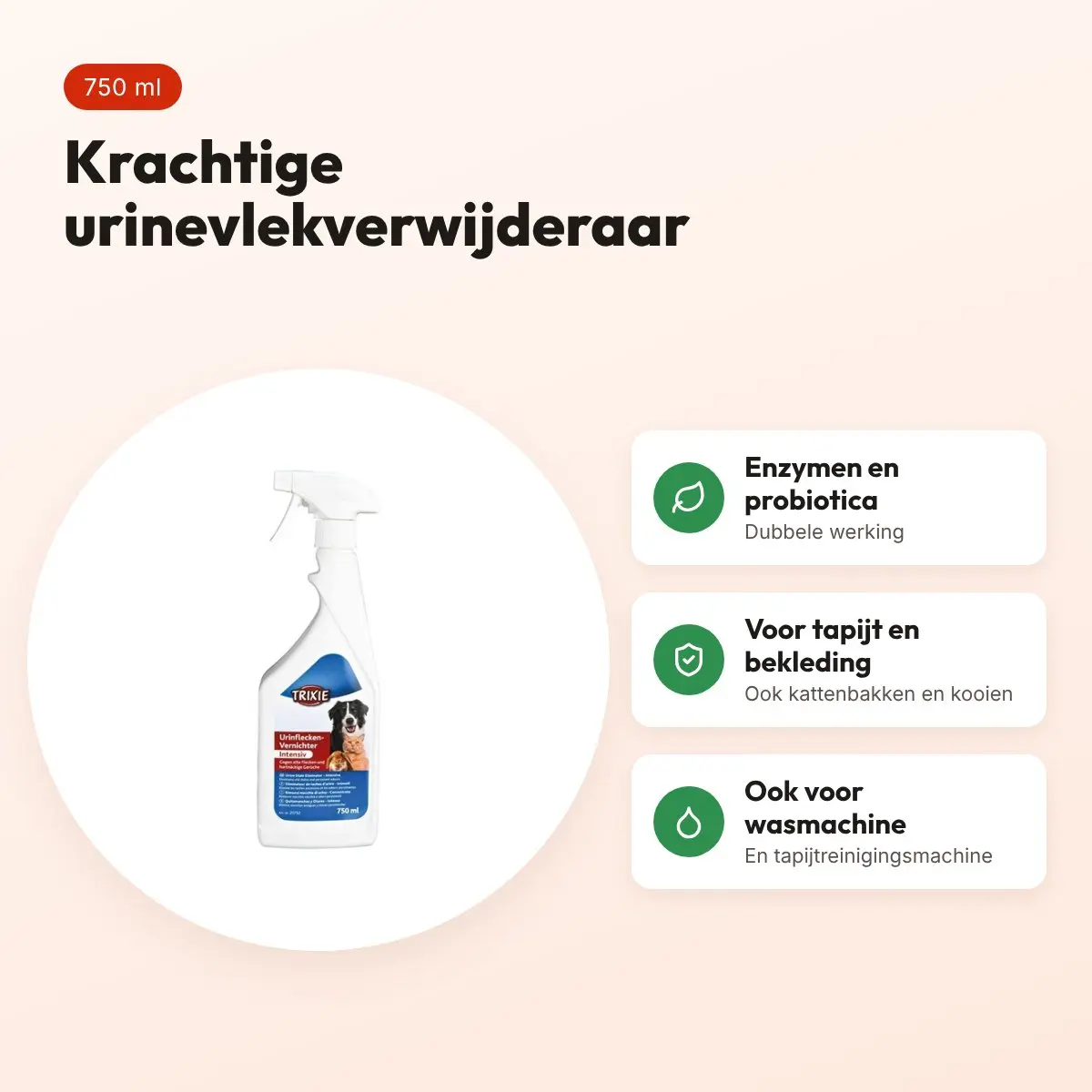 Trixie urinevlekverwijderaar krachtig 750 ml – enzymen en probiotica – voordelen