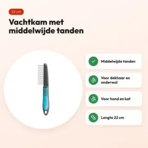 Trixie vachtkam middelwijde tanden 22 cm – voor honden en katten – voordelen
