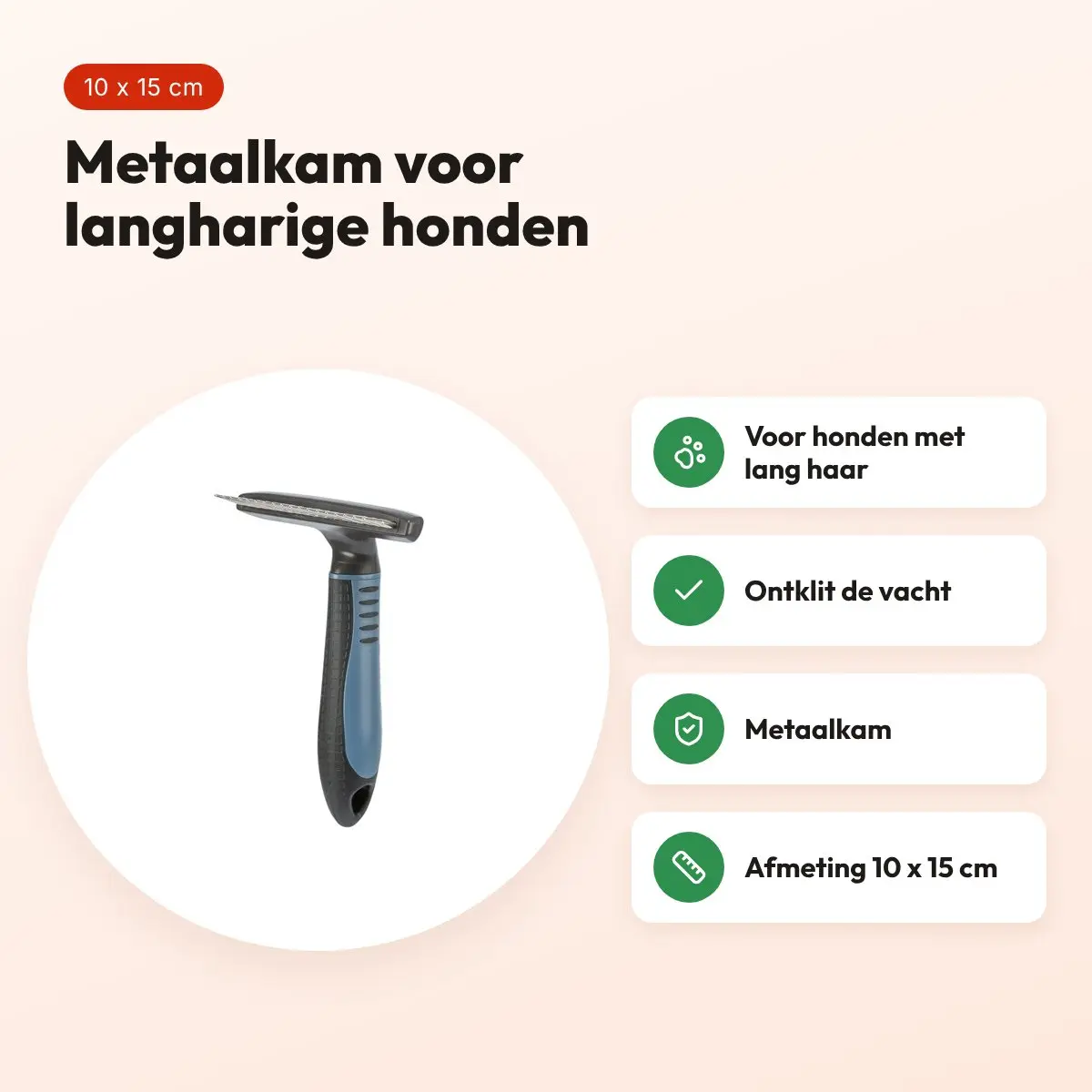 Trixie vachtontklitter langhaar 10 x 15 cm – metaalkam – voordelen