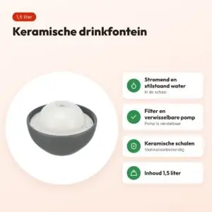 Trixie Vital Dome drinkfontein keramiek grijs/wit 1,5 liter – voordelen