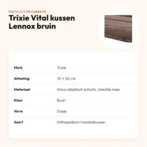 Trixie Vital hondenkussen Lennox ovaal bruin 70 x 55 cm – orthopedisch – productinformatie