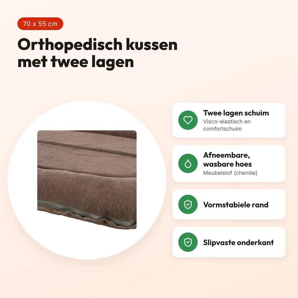 Trixie Vital hondenkussen Lennox ovaal bruin 70 x 55 cm – orthopedisch – voordelen