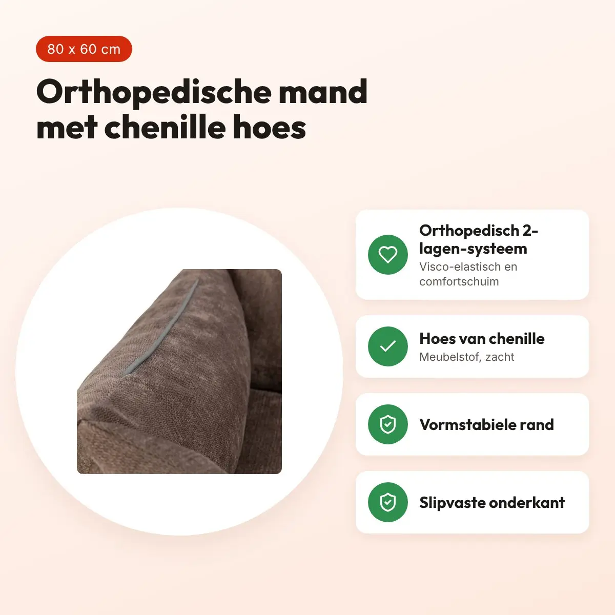Trixie Vital hondenmand Lennox hoekig bruin 80 x 60 cm – orthopedisch – voordelen