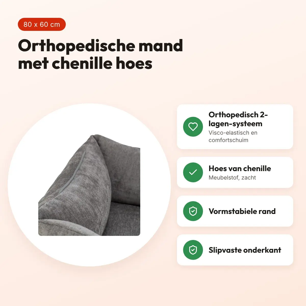 Trixie Vital hondenmand Lennox hoekig grijs 80 x 60 cm – orthopedisch – voordelen