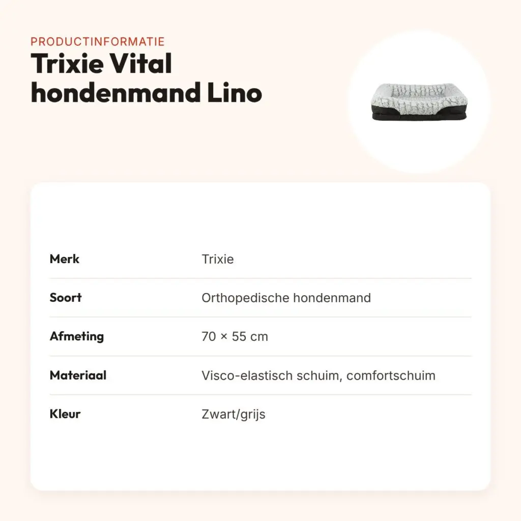 Trixie Vital hondenmand Lino hoekig zwart/grijs 70 x 55 cm – orthopedisch – productinformatie