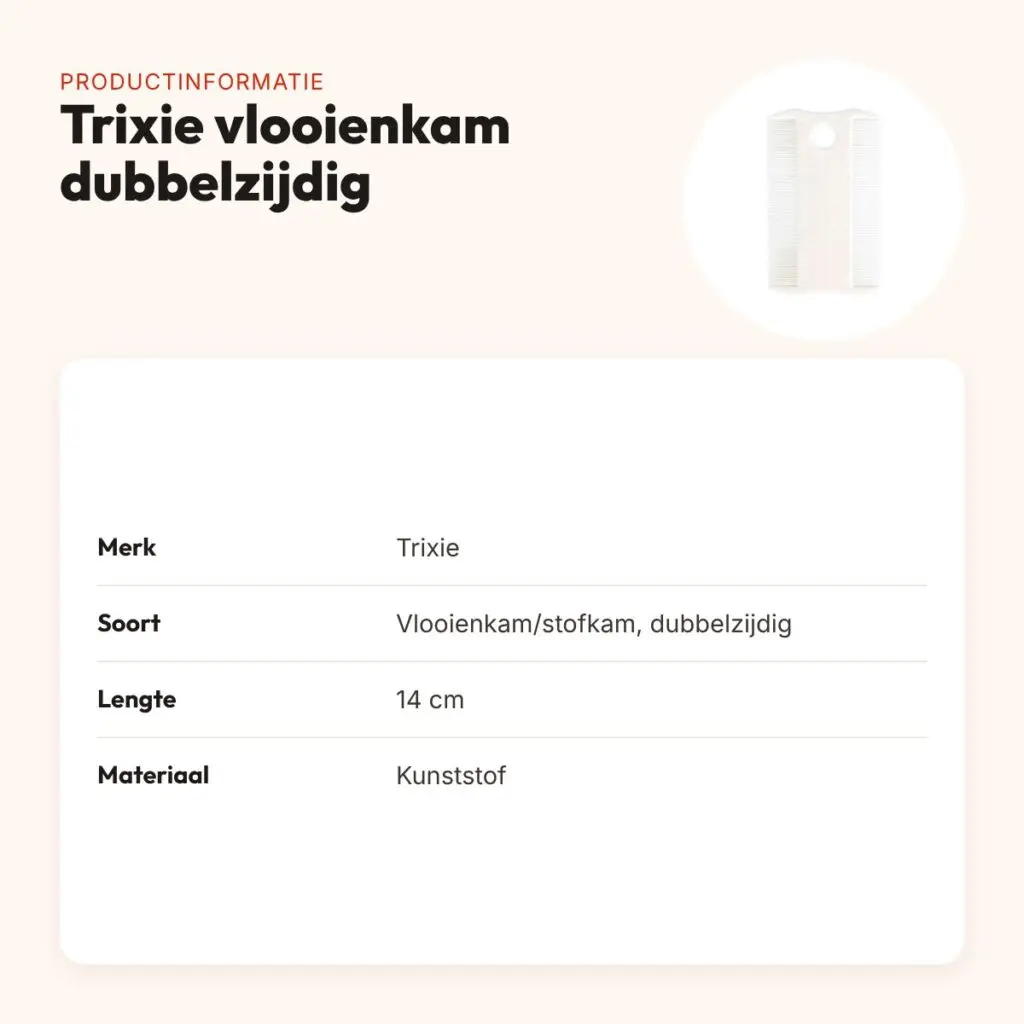 Trixie vlooienkam dubbelzijdig 14 cm – kunststof – productinformatie