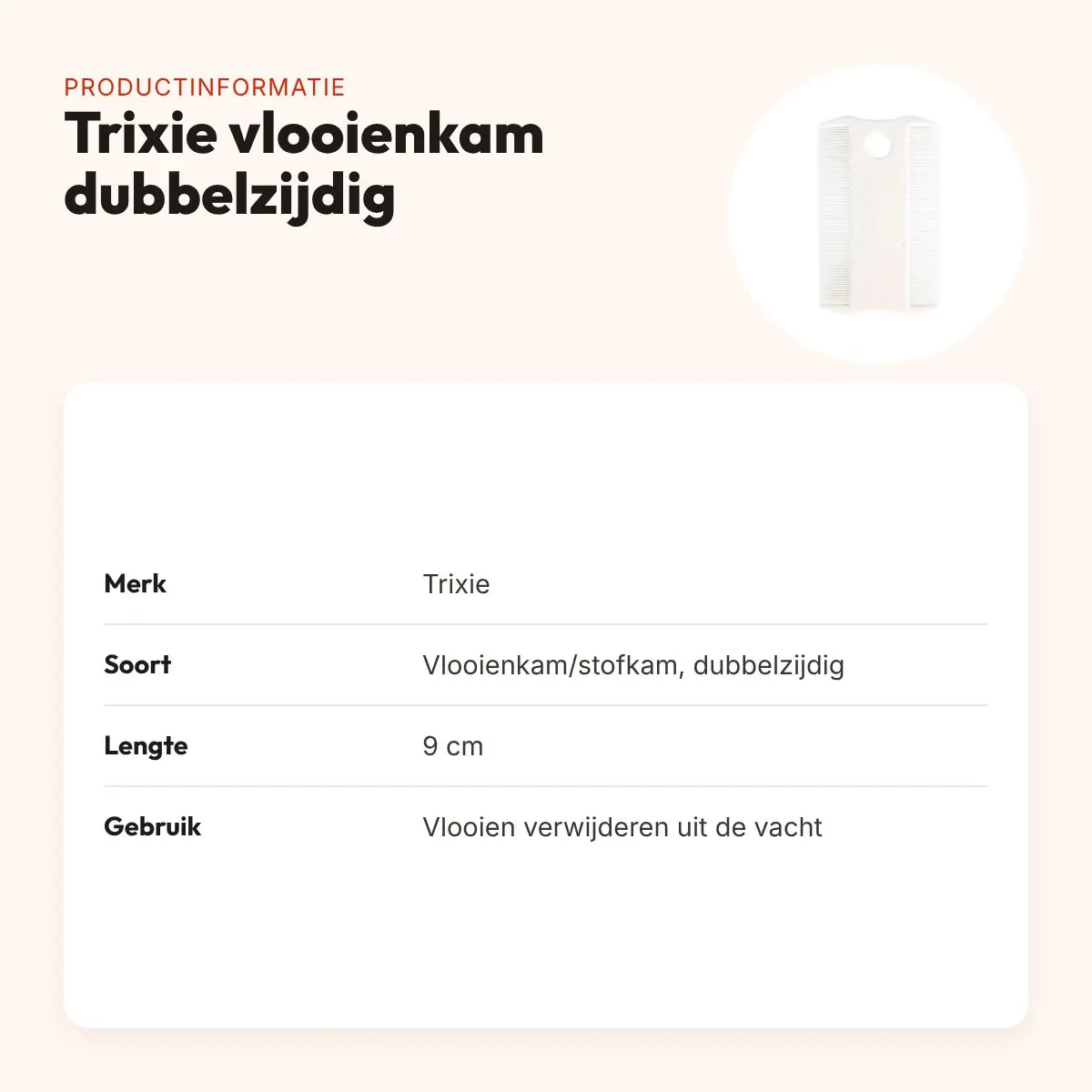 Trixie vlooienkam dubbelzijdig 9 cm – productinformatie