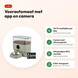 Trixie voerautomaat TX-C Smart lichtgrijs 5 liter – met app en camera – voordelen