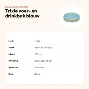 Trixie voerbak/drinkbak keramiek blauw 15 cm 250 ml – hond of kat – productinformatie