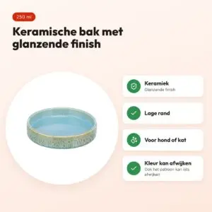 Trixie voerbak/drinkbak keramiek blauw 15 cm 250 ml – hond of kat – voordelen