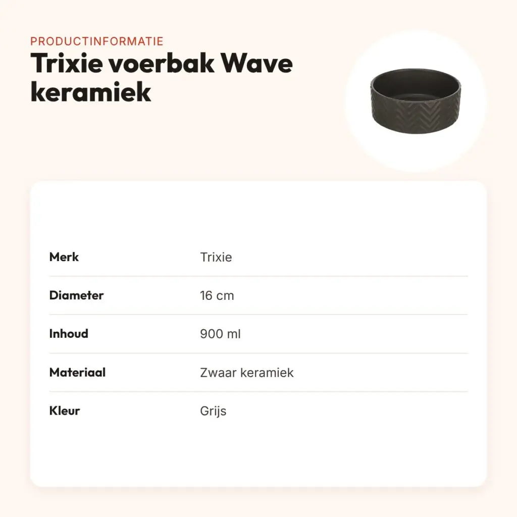 Trixie voerbak en drinkbak Wave keramiek grijs 16 cm 900 ml – productinformatie