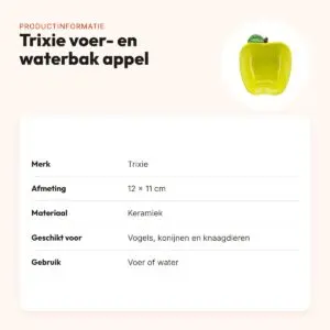 Trixie voerbak en waterbak appel keramiek 12 x 11 cm – productinformatie