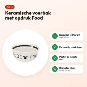 Trixie voerbak Food keramiek wit/zwart 250 ml 13 cm – voor honden – voordelen