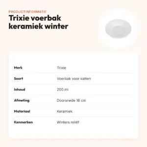 Trixie voerbak kat keramiek 16 cm 200 ml – winters reliëf – productinformatie