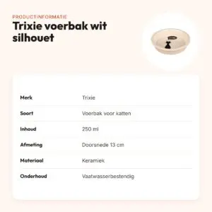 Trixie voerbak kat keramiek wit silhouet 13 cm 250 ml – vaatwasserbestendig – productinformatie