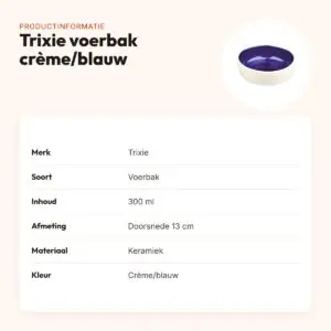 Trixie voerbak keramiek crème/blauw 13 cm 300 ml – hond of kat – productinformatie