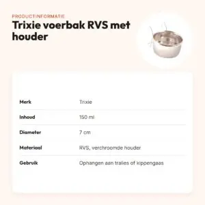 Trixie voerbak RVS 150 ml 7 cm – met houder om op te hangen – productinformatie