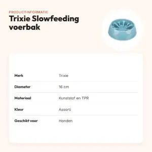 Trixie voerbak Slowfeeding kunststof/TPR assorti 16 cm – voor honden – productinformatie