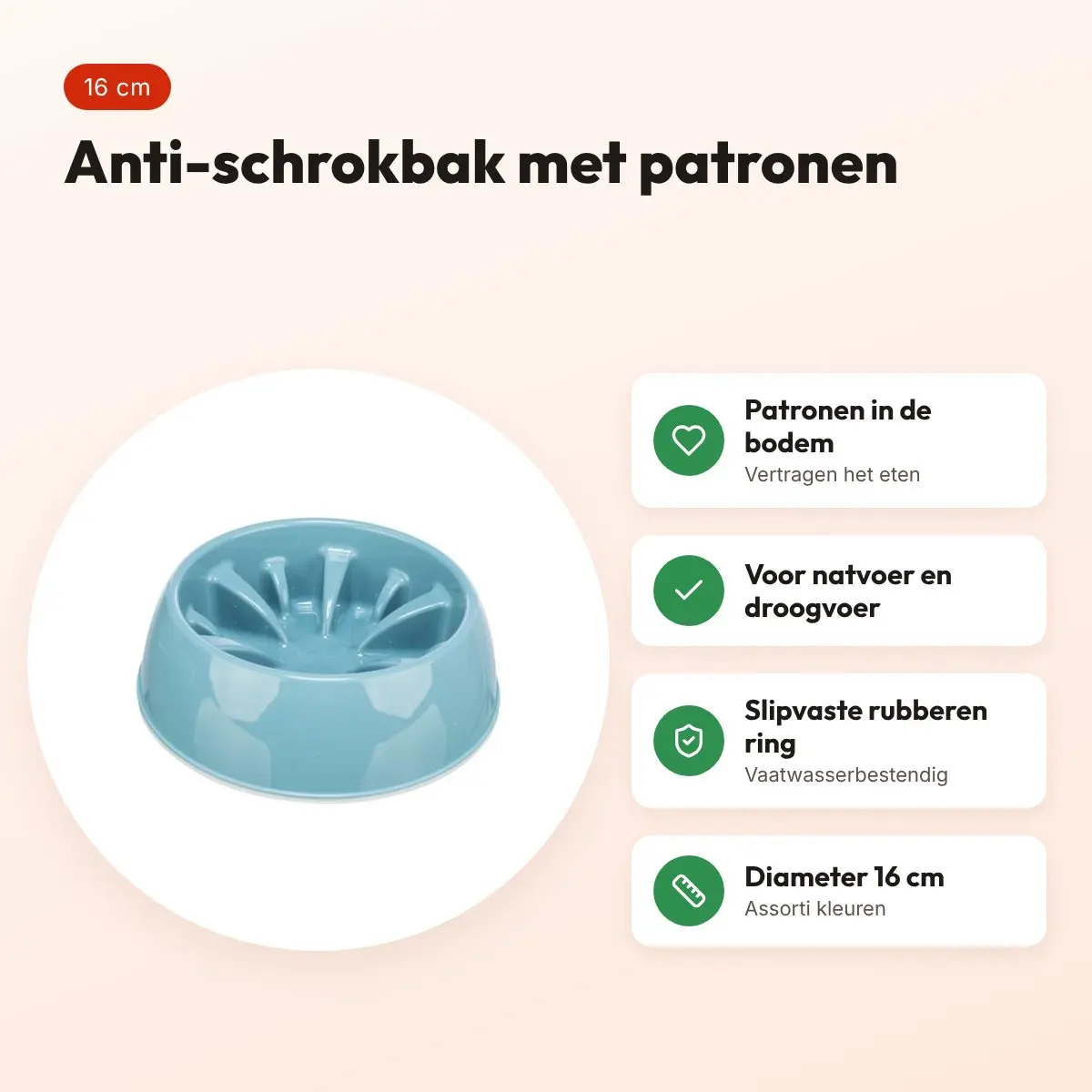 Trixie voerbak Slowfeeding kunststof/TPR assorti 16 cm – voor honden – voordelen