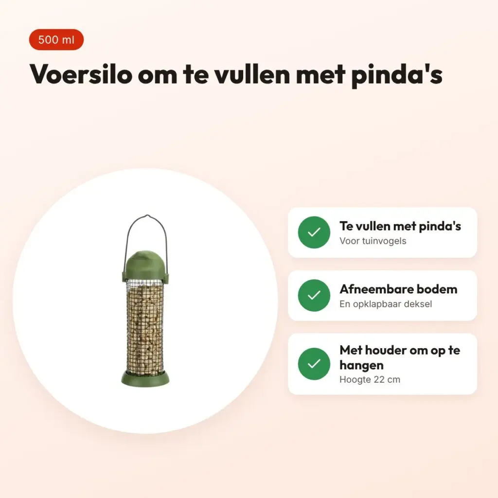 Trixie voersilo pinda groen 22 cm – kunststof en metaal, 500 ml – voordelen