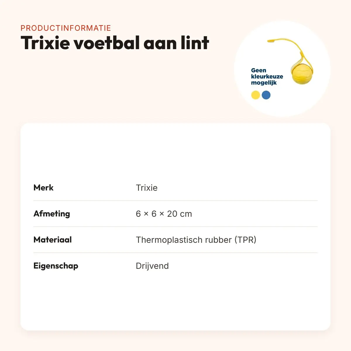 Trixie voetbal aan lint TPR 6 x 6 x 20 cm – drijvend hondenspeelgoed – productinformatie