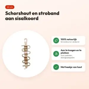 Trixie vogelspeelgoed schorshout aan sisalkoord 30 cm – 100% natuurlijk – voordelen