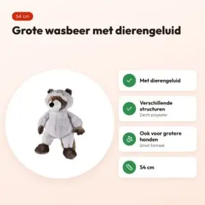 Trixie wasbeer pluche 54 cm – grote hondenknuffel met dierengeluid – voordelen