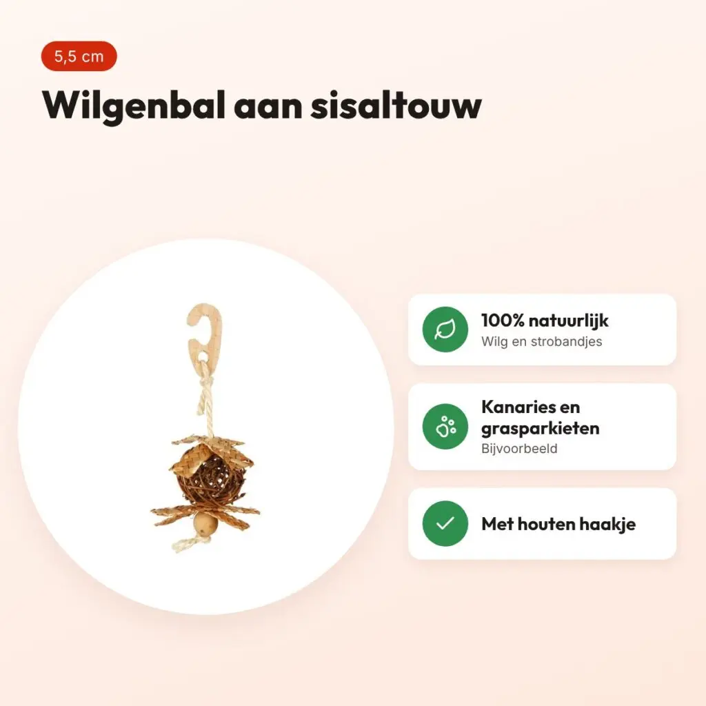 Trixie wilgenbal aan sisaltouw 5,5 cm – vogelspeelgoed – voordelen