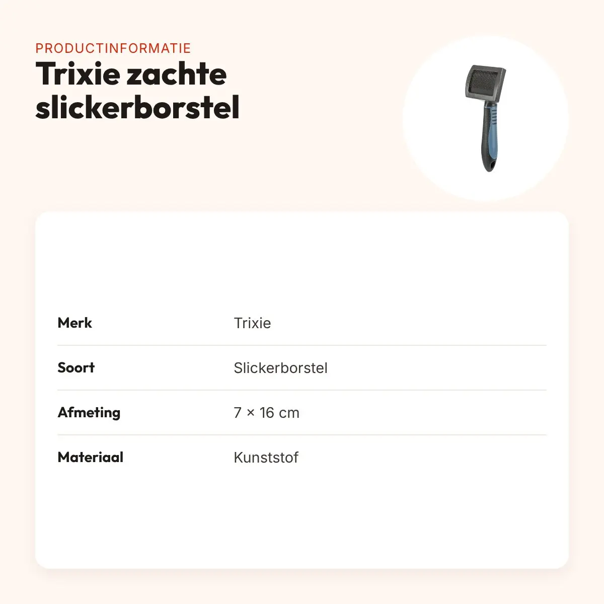 Trixie zachte slickerborstel kunststof 7 x 16 cm – productinformatie