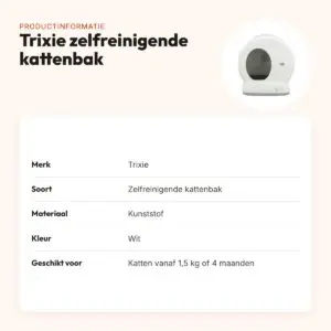 Trixie zelfreinigende kattenbak kunststof wit 53 x 52 x 55 cm – productinformatie