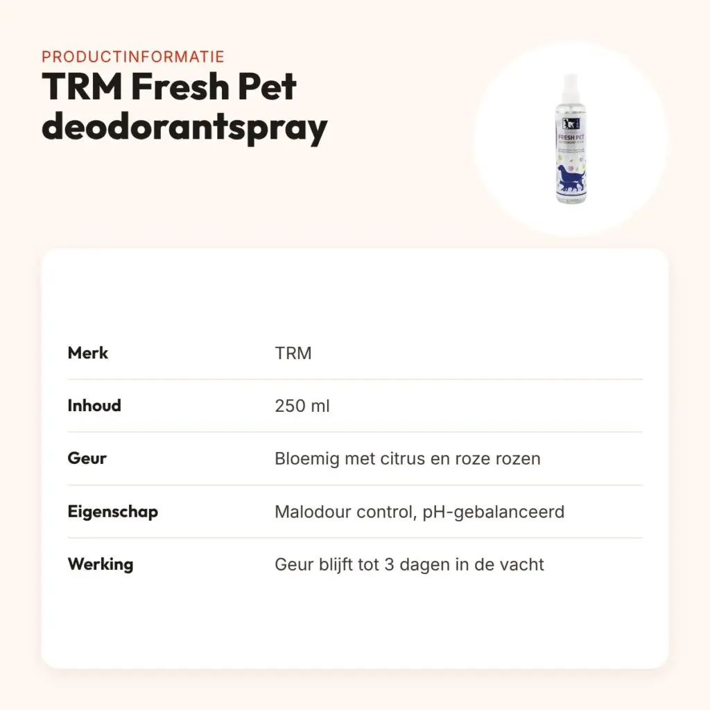 TRM Fresh Pet deodorant spray 250 ml – malodour control – productinformatie
