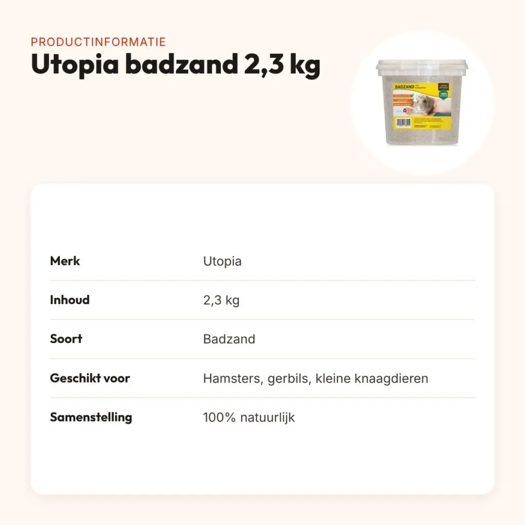Utopia badzand 2,3 kg – natuurlijk badzand voor hamsters en gerbils – productinformatie
