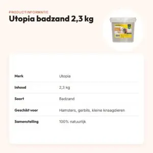 Utopia badzand 2,3 kg – natuurlijk badzand voor hamsters en gerbils – productinformatie