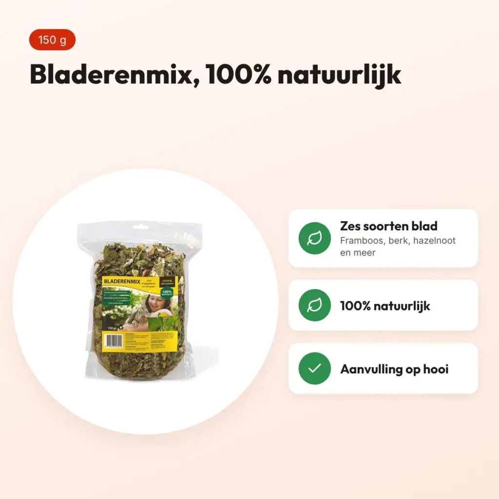 Utopia bladerenmix 150 g – ruwvoer voor konijnen en knaagdieren – voordelen
