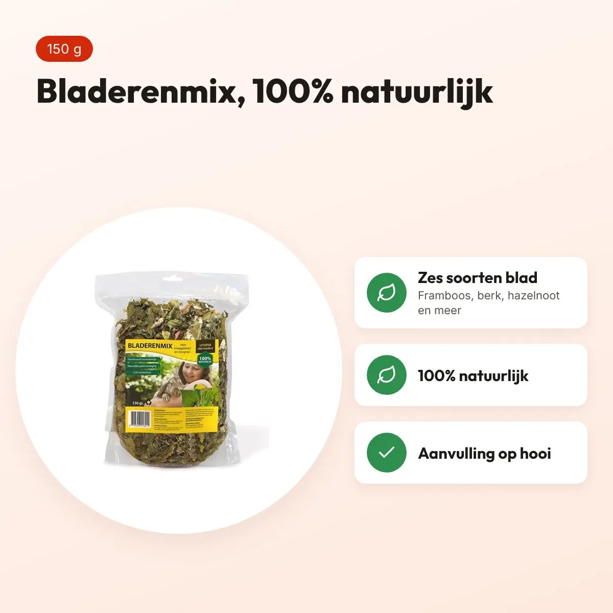 Utopia bladerenmix 150 g – ruwvoer voor konijnen en knaagdieren – voordelen