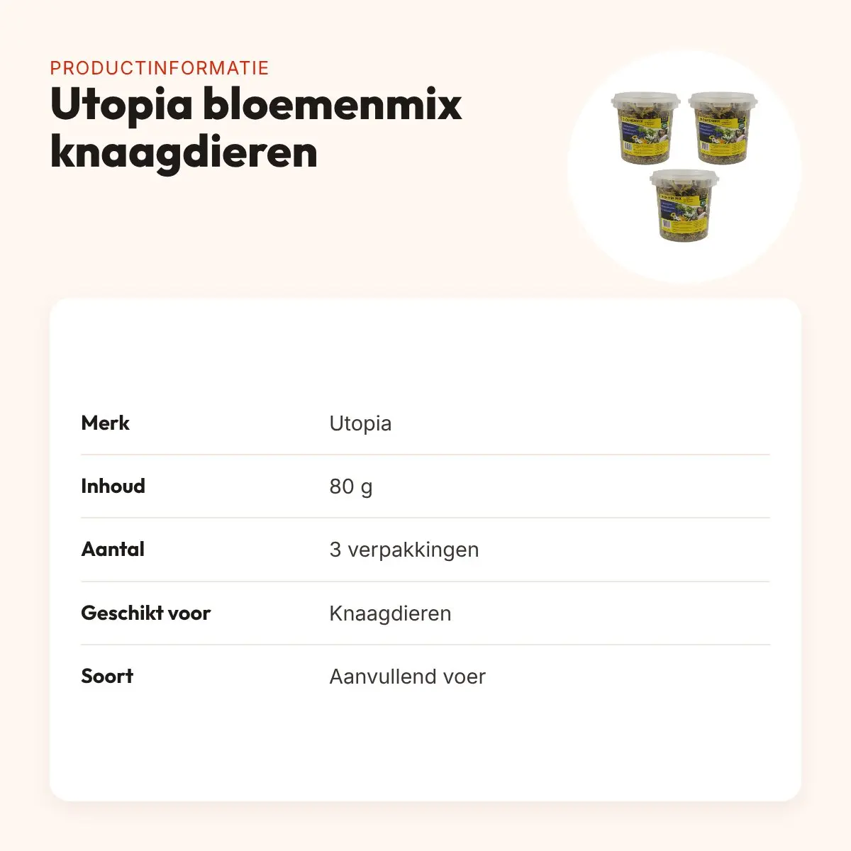 Utopia bloemenmix knaagdieren 80 g – aanvullend voer, multipack 3 stuks – productinformatie