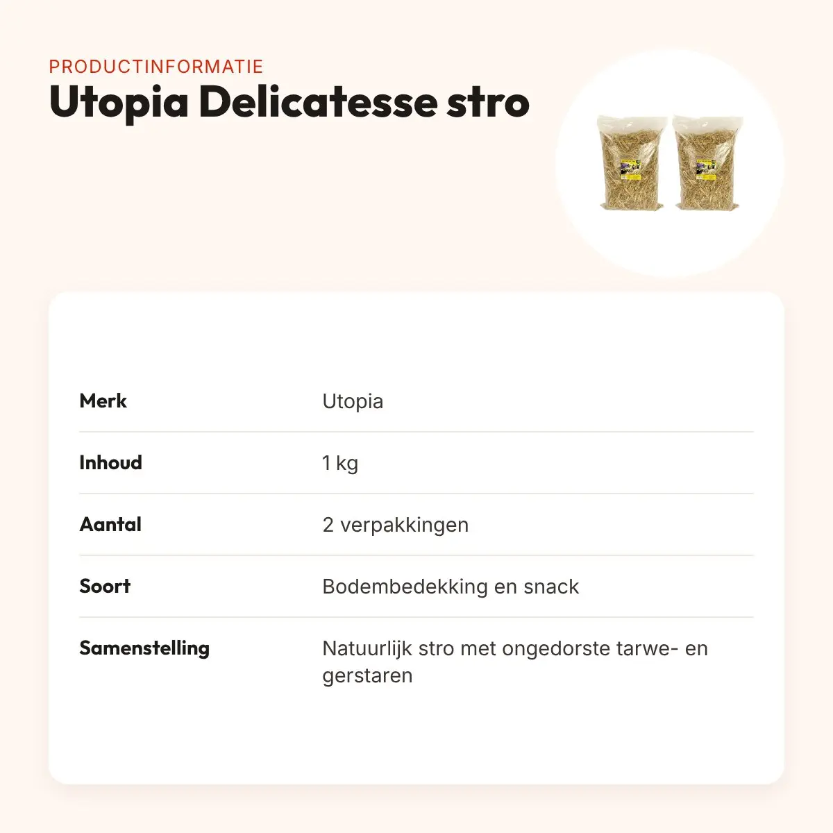Utopia Delicatesse stro 1 kg met gerstaren – multipack 2 stuks – productinformatie