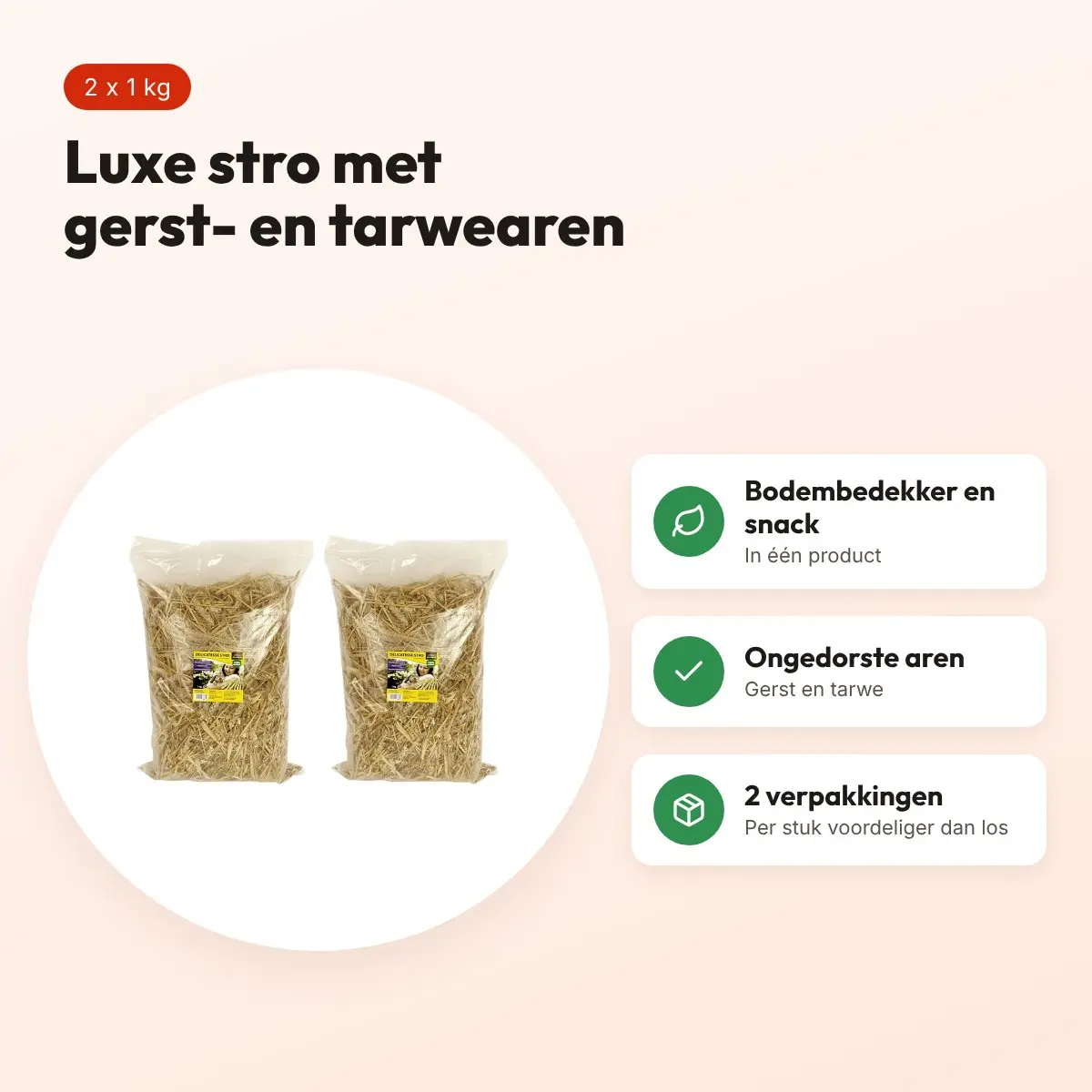 Utopia Delicatesse stro 1 kg met gerstaren – multipack 2 stuks – voordelen
