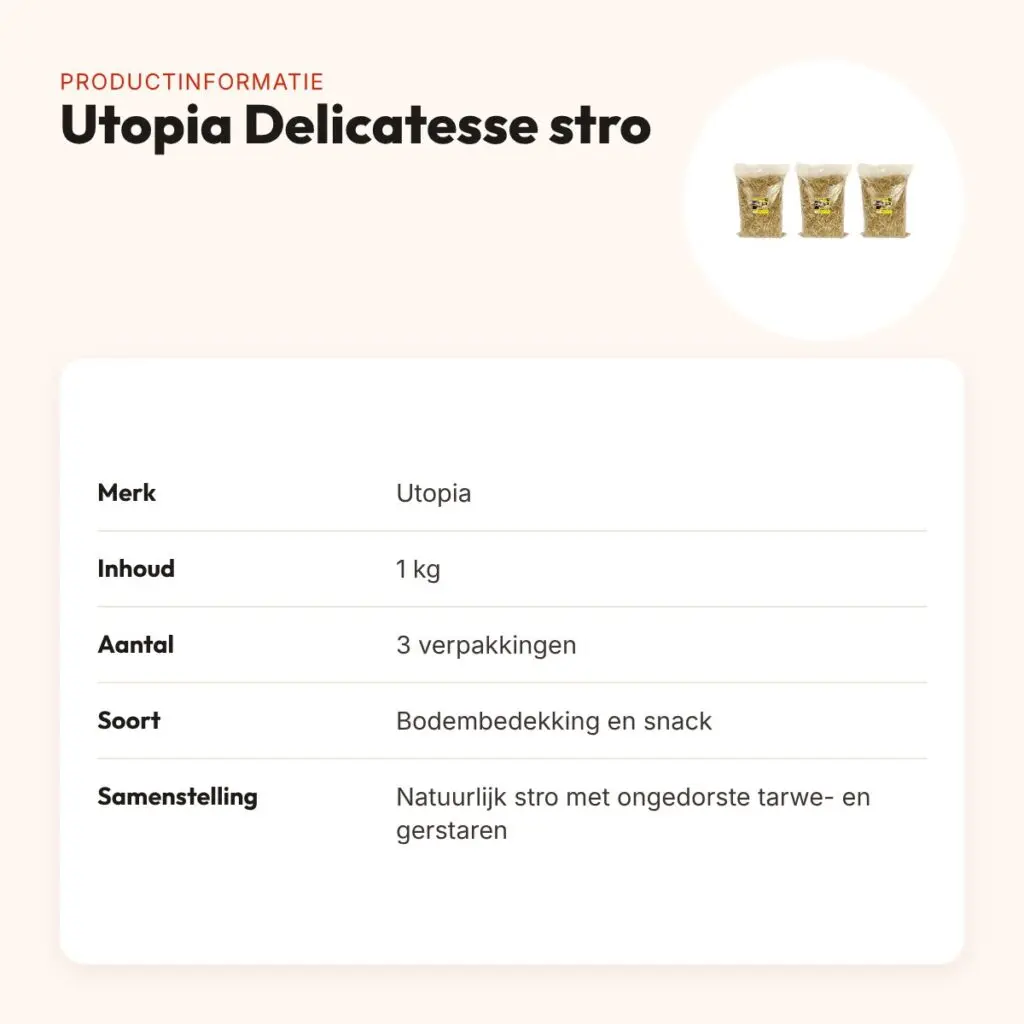 Utopia Delicatesse stro 1 kg met gerstaren – multipack 3 stuks – productinformatie