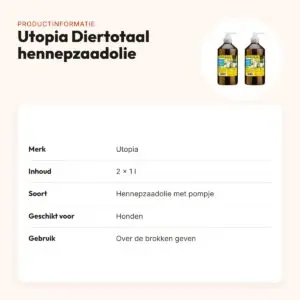 Utopia Diertotaal hennepzaadolie met pompje 1 l – multipack 2 stuks – productinformatie